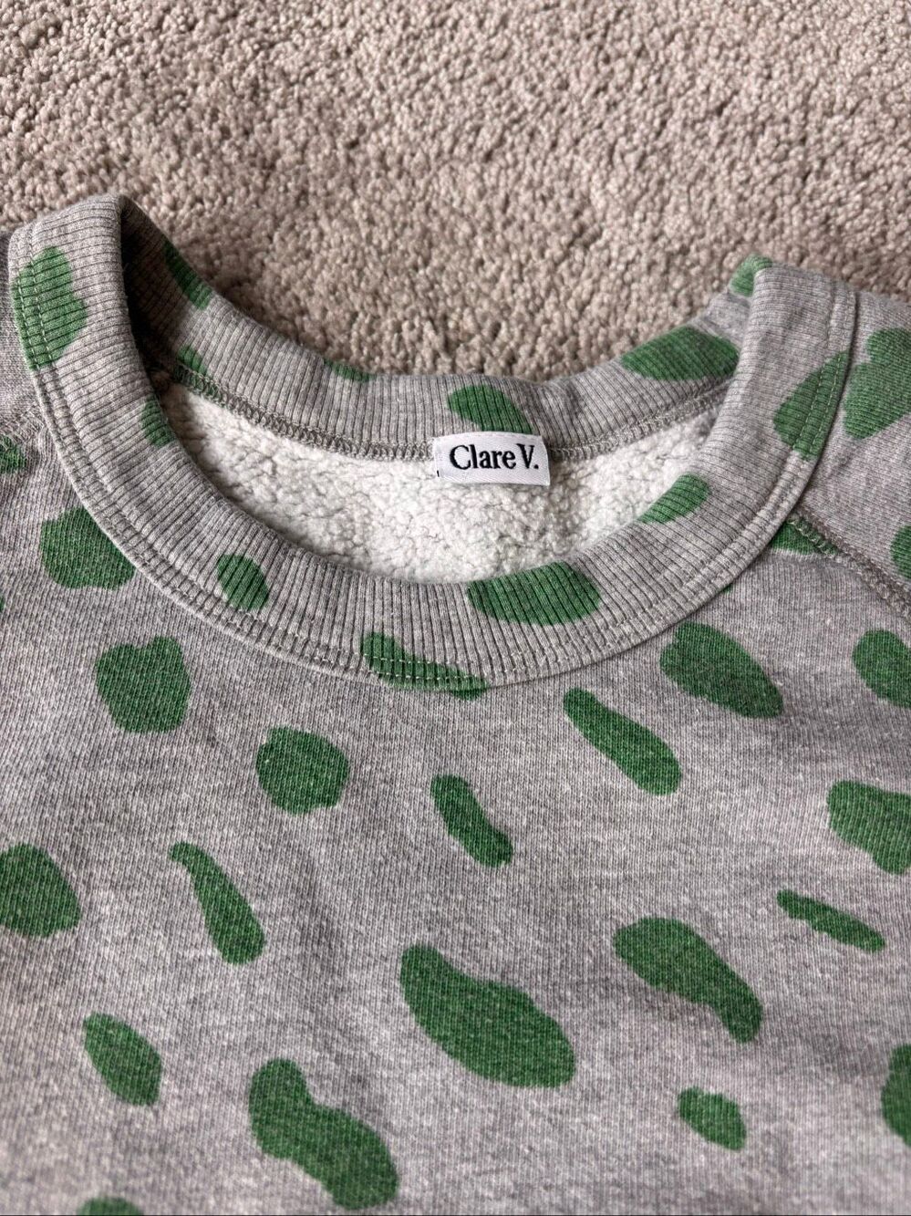Clare V. Leopard Lips crewneck oversized Sweatshirt, Small $178 F18 - Picture 11 of 11